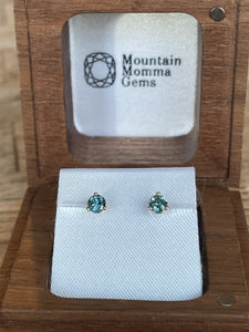 Montana Sapphire Stud Earrings Teal .42 ctw 3 Prong 14 KY