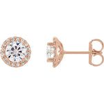 Load image into Gallery viewer, Halo Earrings - Moissanite with Natural Diamond Accent in 14K Gold
