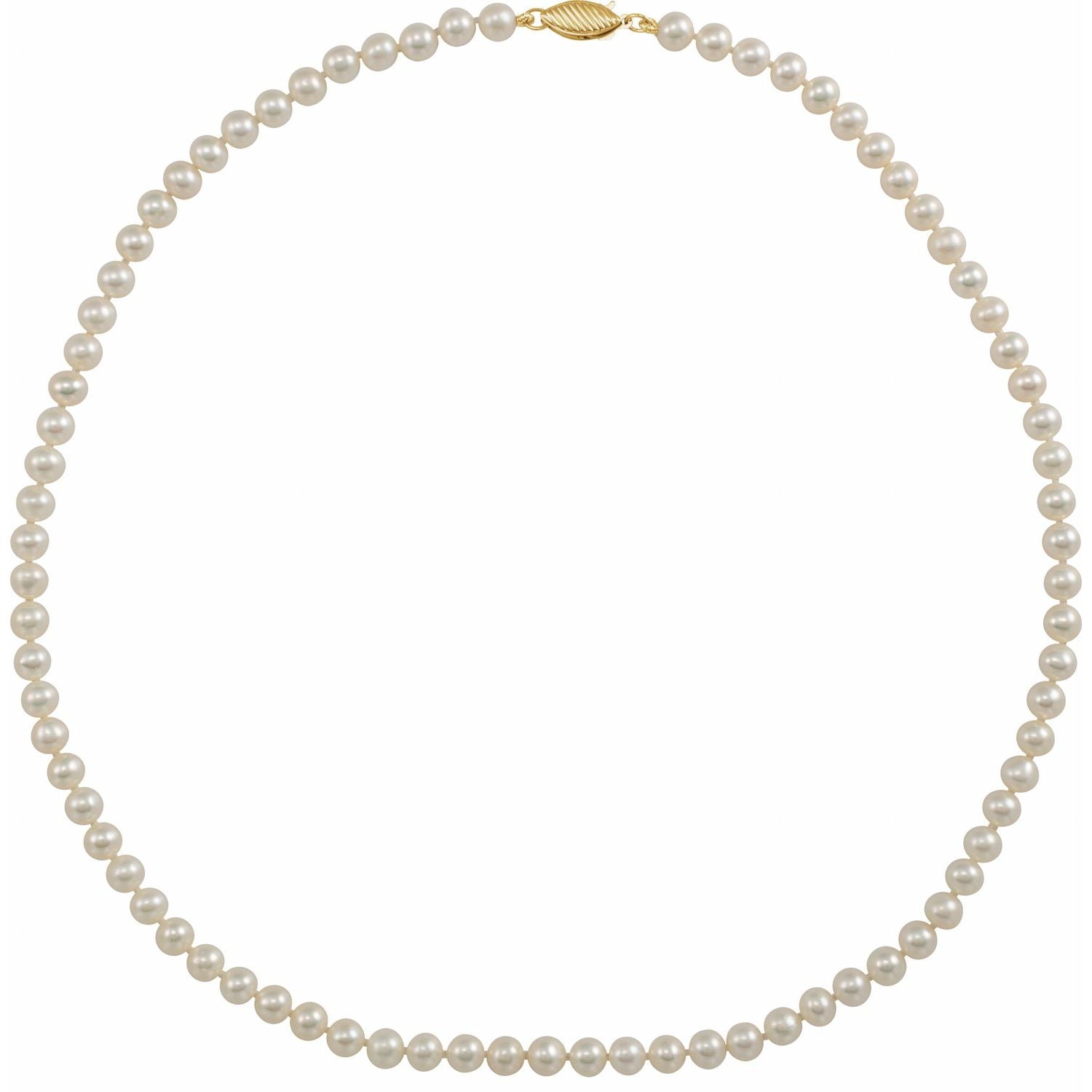 Necklace - White Cultured Freshwater Pearl with 14K Yellow Gold Clasp (16" or 18")