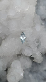 Load image into Gallery viewer, Aquamarine .84 CT Light Aqua Blue with Dark Grey and Silver Lozenge Cut
