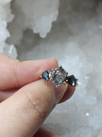 Load image into Gallery viewer, Ring - Salt and Pepper Diamond with Accent Hexagon Sapphires in Yellow Gold
