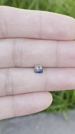 Load and play video in Gallery viewer, Montana Sapphire .76 CT Blue and Yellow Hazy Goodness Asscher Cut
