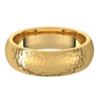 Hammered 6mm Wide 14K Gold Wedding Band (Yellow, White, or Rose)