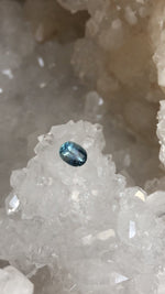 Load image into Gallery viewer, Montana Sapphire .96 CT Blue Green and White Striped Oval Cut

