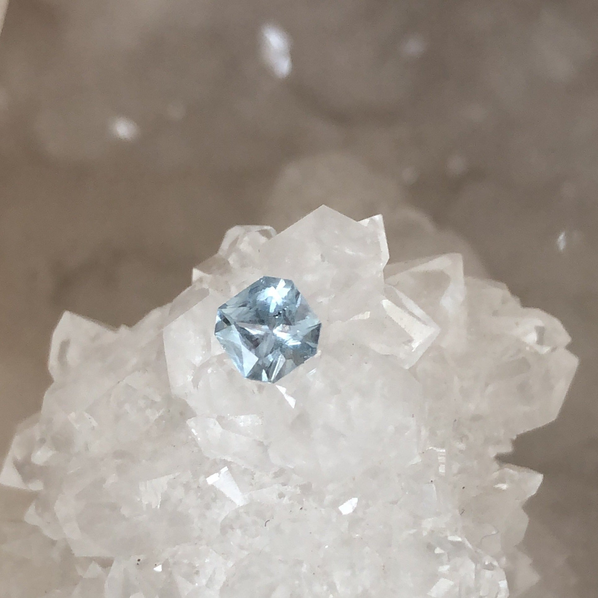 Montana Sapphire .50 CT Blue Silver with Peach and Pink Asscher Cut