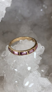 Ring - Sapphire .71 CTW Pink Baguette Cut in 14k Yellow Gold