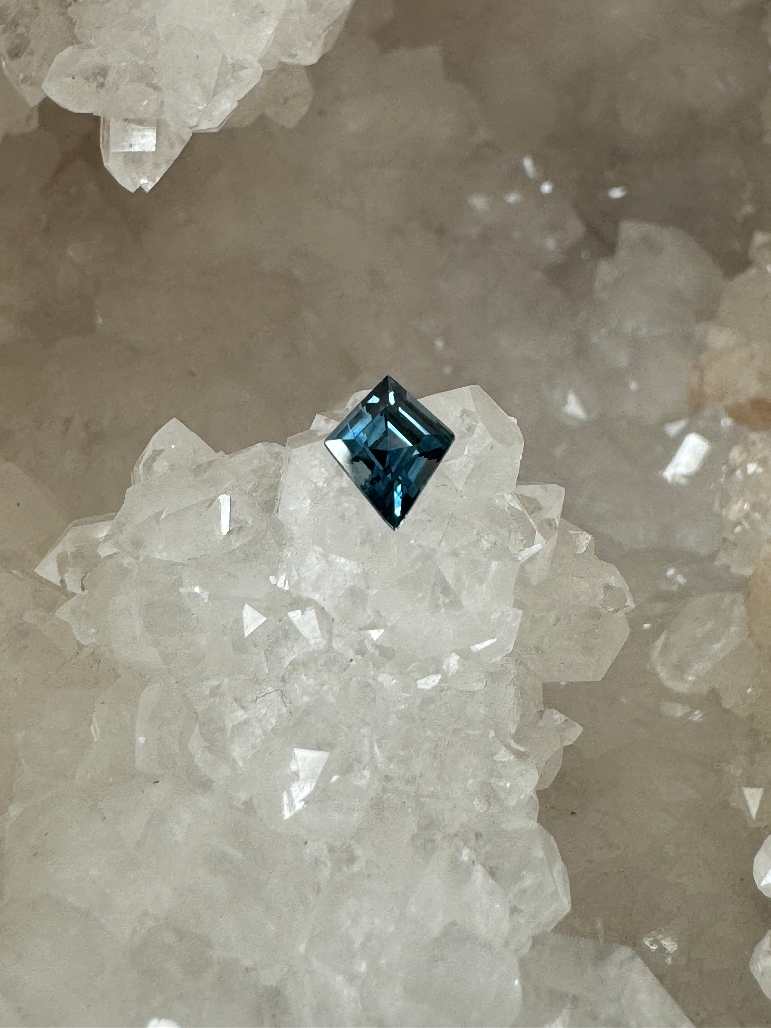 Montana Sapphire .84 Carat Royal Blue With Teal Kisses Kite Cut