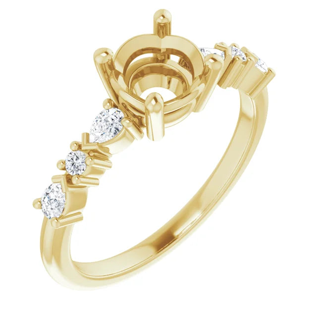 Custom Order Item - 14K Yellow Gold Ring with 6 Diamond Side Stones
