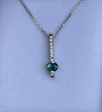 Load image into Gallery viewer, Montana Sapphire Teal Oval and Diamond Bar Necklace in 14 karat White Gold
