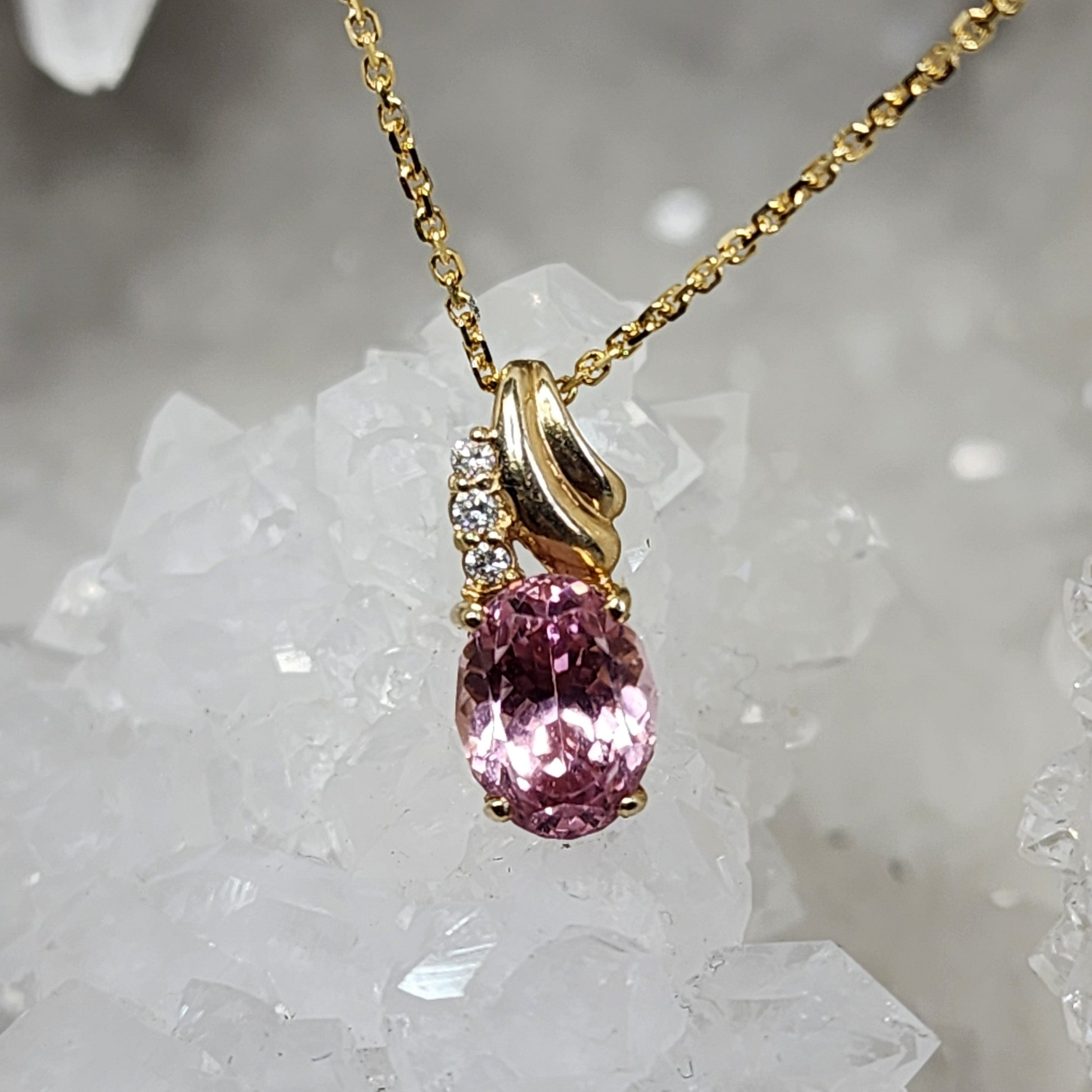 1.0 ctw Light Pink Sapphire and Diamond Pendant in 14K White Gold