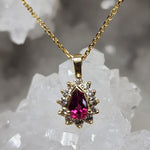 Load image into Gallery viewer, Necklace - Ruby Pendant in 12 Diamond Halo Setting
