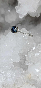 Ring - .98 CT Montana Sapphire Teal Blue Green Round Cut set in our 14K White Gold Mina Setting