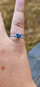 Ring - .98 CT Montana Sapphire Teal Blue Green Round Cut set in our 14K White Gold Mina Setting