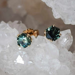 Load image into Gallery viewer, Montana Sapphire Earrings - 1.32 CTW Hexagon Cut Blue Green
