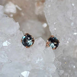 Load image into Gallery viewer, Montana Sapphire Earrings - .81 CTW 4 Double Prong Studs in 14k Rose Gold
