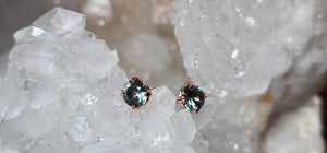 Montana Sapphire Earrings - .81 CTW 4 Double Prong Studs in 14k Rose Gold