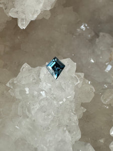 Montana Sapphire .84 Carat Royal Blue With Teal Kisses Kite Cut