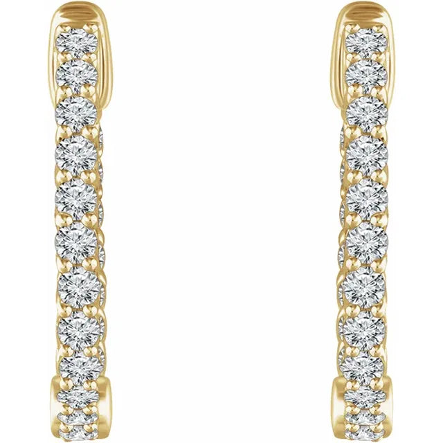 Twisted Diamond Hoop Earrings in 14K Gold