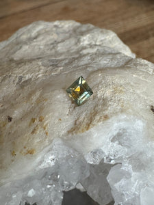 Montana Sapphire .76 Carat Green and Gold Chonky Kite Cut