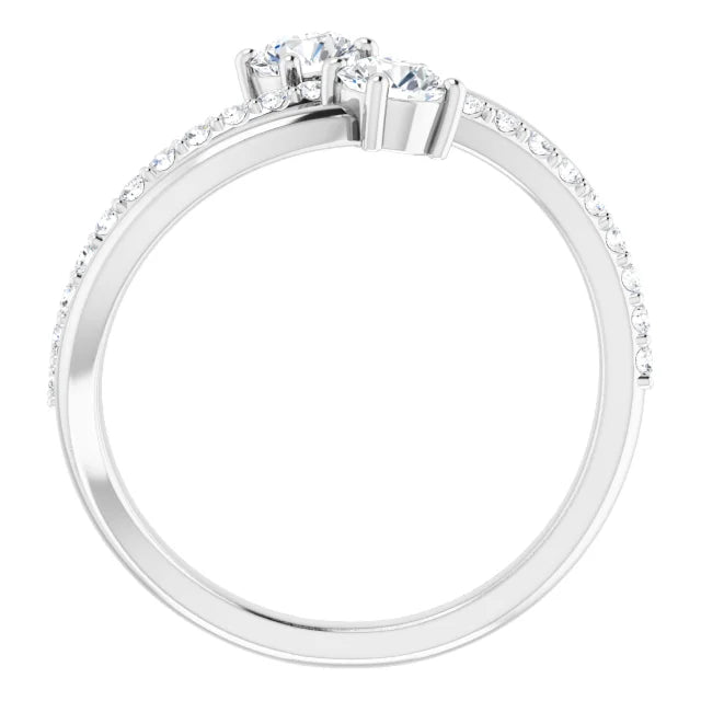 Cosmic Swirl Ring - 14K White 4 mm Forever One™ Lab-Grown Moissanite & 1/4 CTW Natural Diamond Accent