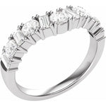 Load image into Gallery viewer, Contoured Lab Grown Diamond Wedding Band with Alternating Baguette and Round Cut Gemstones

