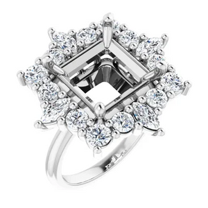 Aurora Diamond Burst Engagement Ring Setting