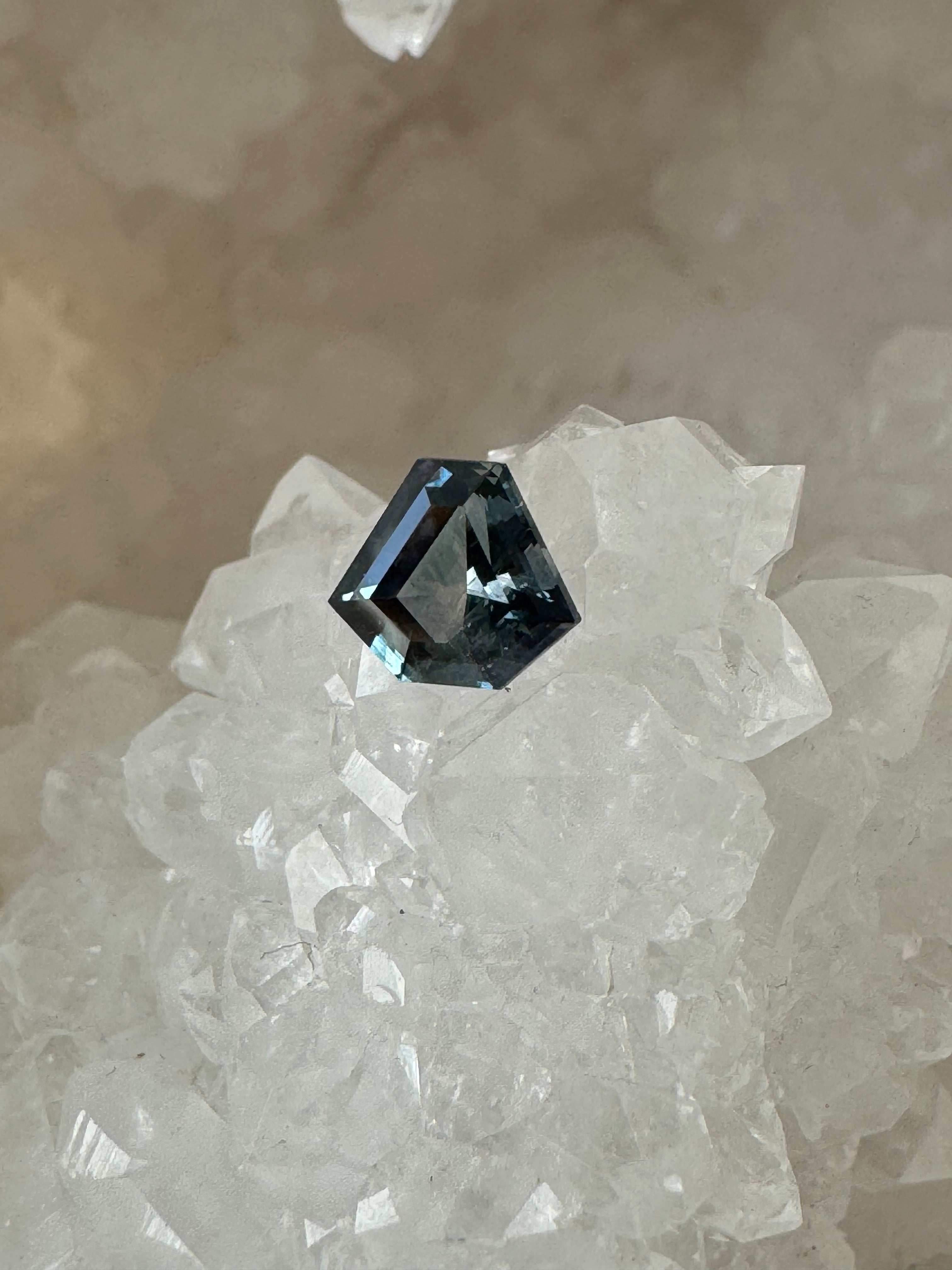 Montana Sapphire .99 Carat Deep Gray Teal Shield Cut