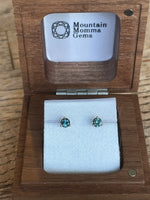 Load image into Gallery viewer, Montana Sapphire Stud Earrings Teal .42 ctw 3 Prong 14 KY
