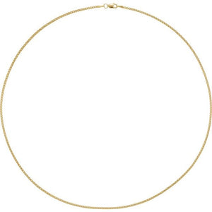 14K Gold 1.8mm Rounded Box Chain - 16-24 Inches