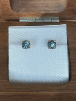 Load image into Gallery viewer, Montana Sapphire Stud Earrings Light Blue .66 ctw 14 KY
