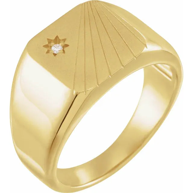 14K Gold and Diamond Celestial Signate Ring
