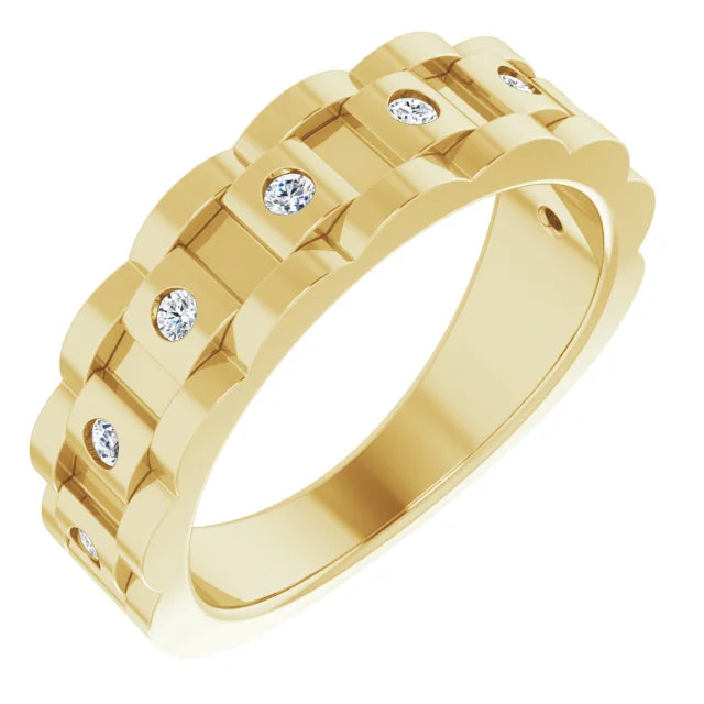 14K Gold 1/4 CTW Natural Diamond Chain Link Ring