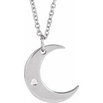Load image into Gallery viewer, 14k Gold Crecent Moon Necklace with Diamond Accent and Matching Chain
