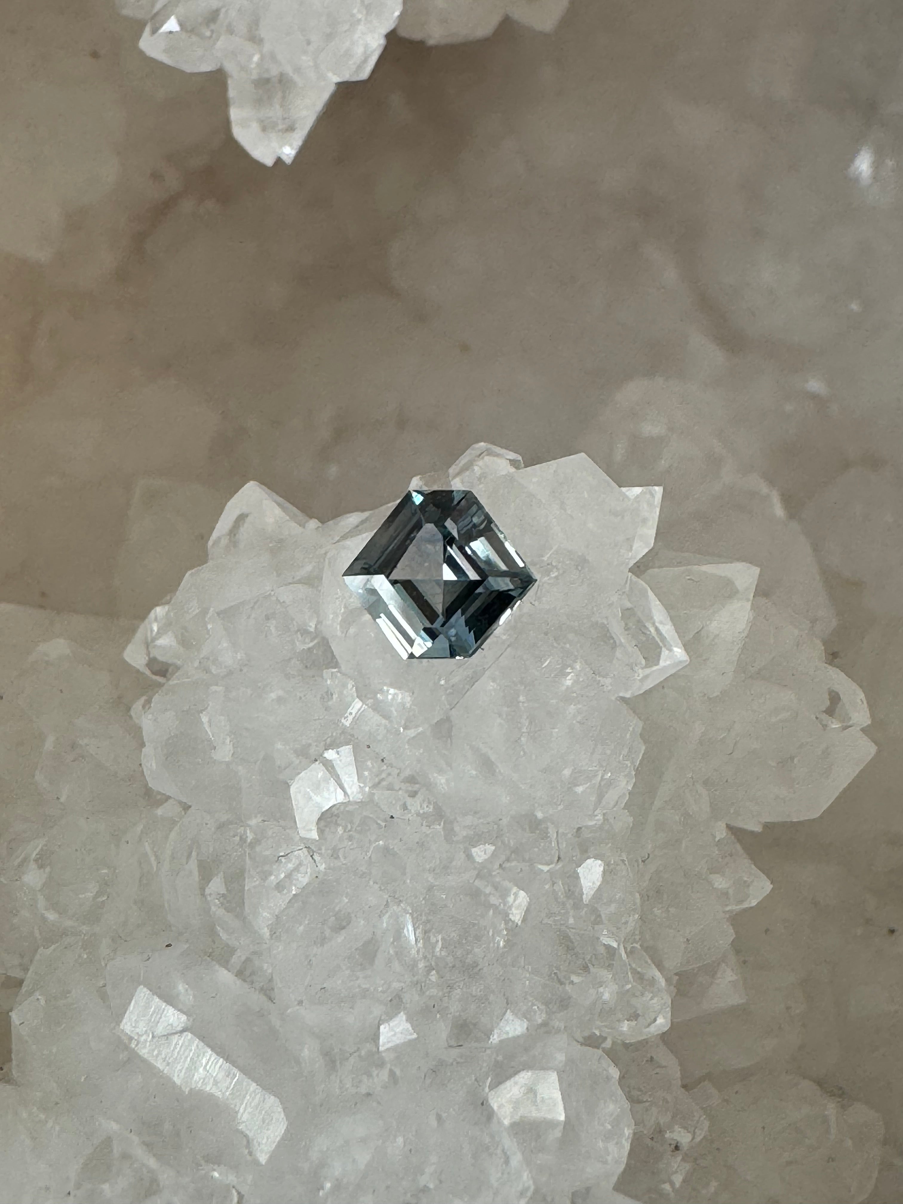 Montana Sapphire 1.08 Carat Silver Slight Green Modified Hexagon Cut