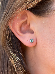 Earrings - Montana Sapphire 5.5mm 1.74 CTW Teal Round Studs with Protector Backs
