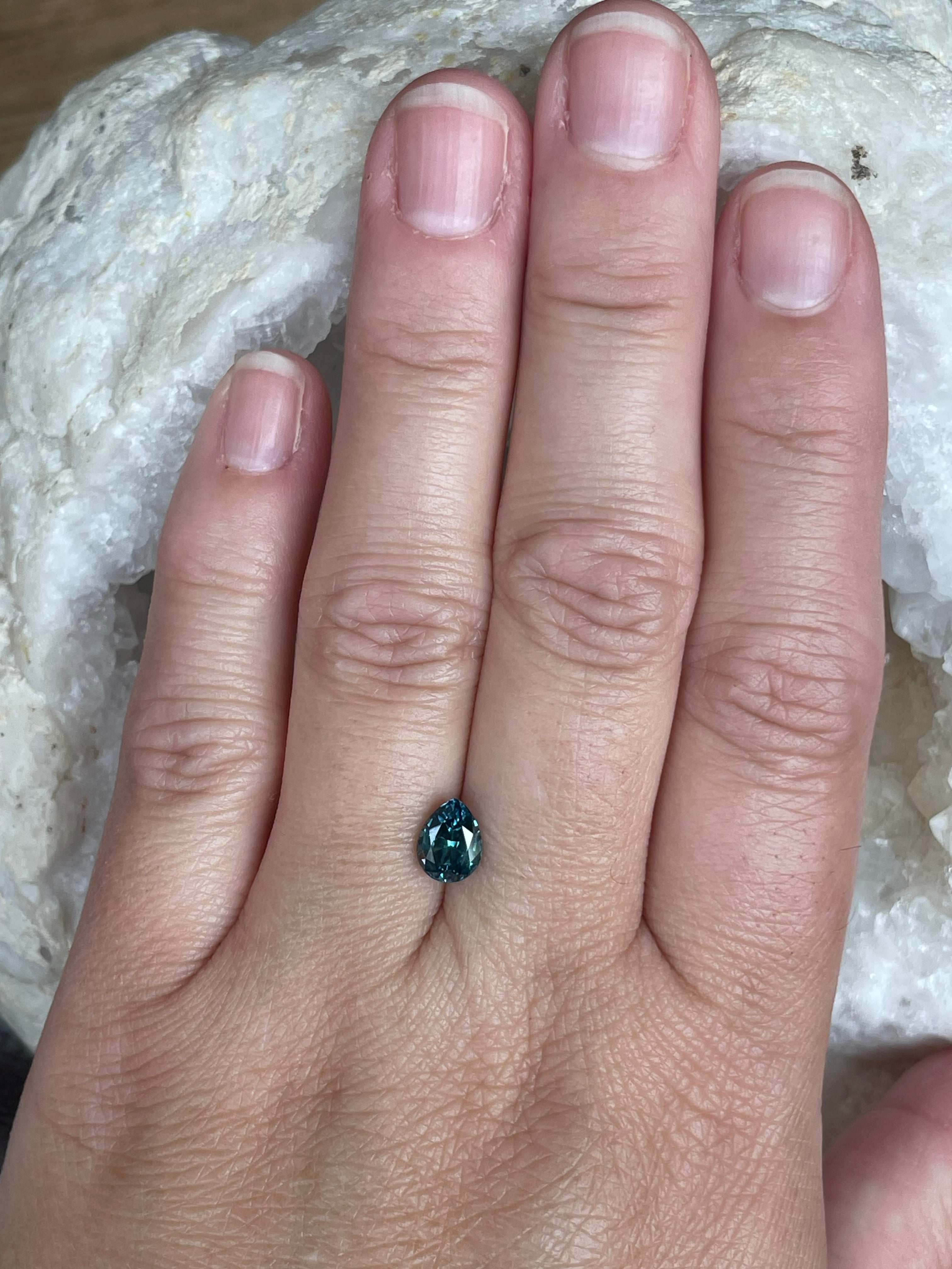 Montana Sapphire 1.65 CT Blue Green Teal Pear Cut
