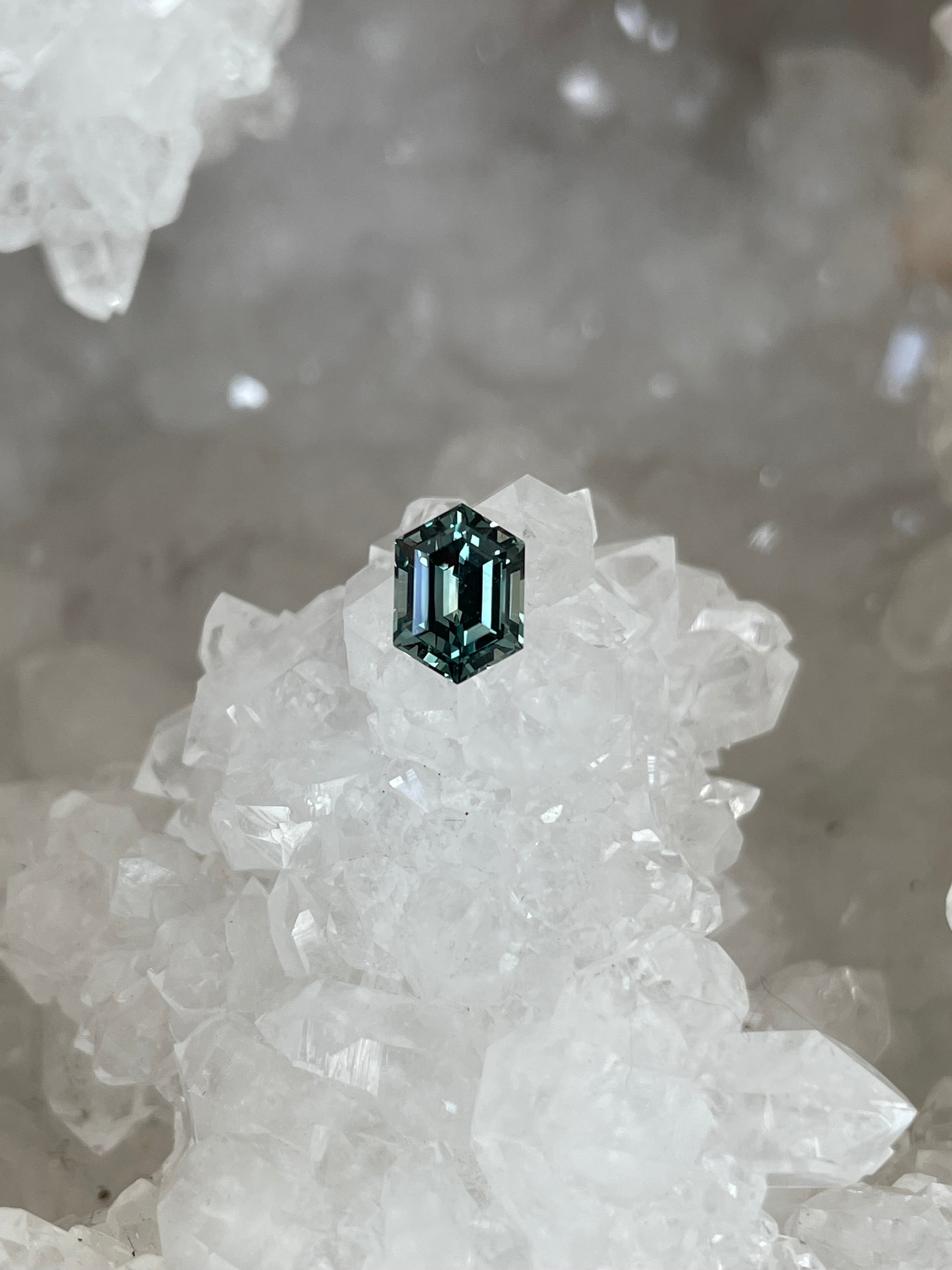Montana Sapphire 1.42 CT Light Teal to Grass or Sage Green Stretched Hexagon