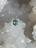Load image into Gallery viewer, Montana Sapphire 1.42 CT Light Teal to Grass or Sage Green Stretched Hexagon
