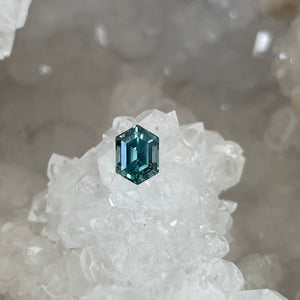 Montana Sapphire 1.45 CT Teal Blue Green Stretched Hexagon Cut