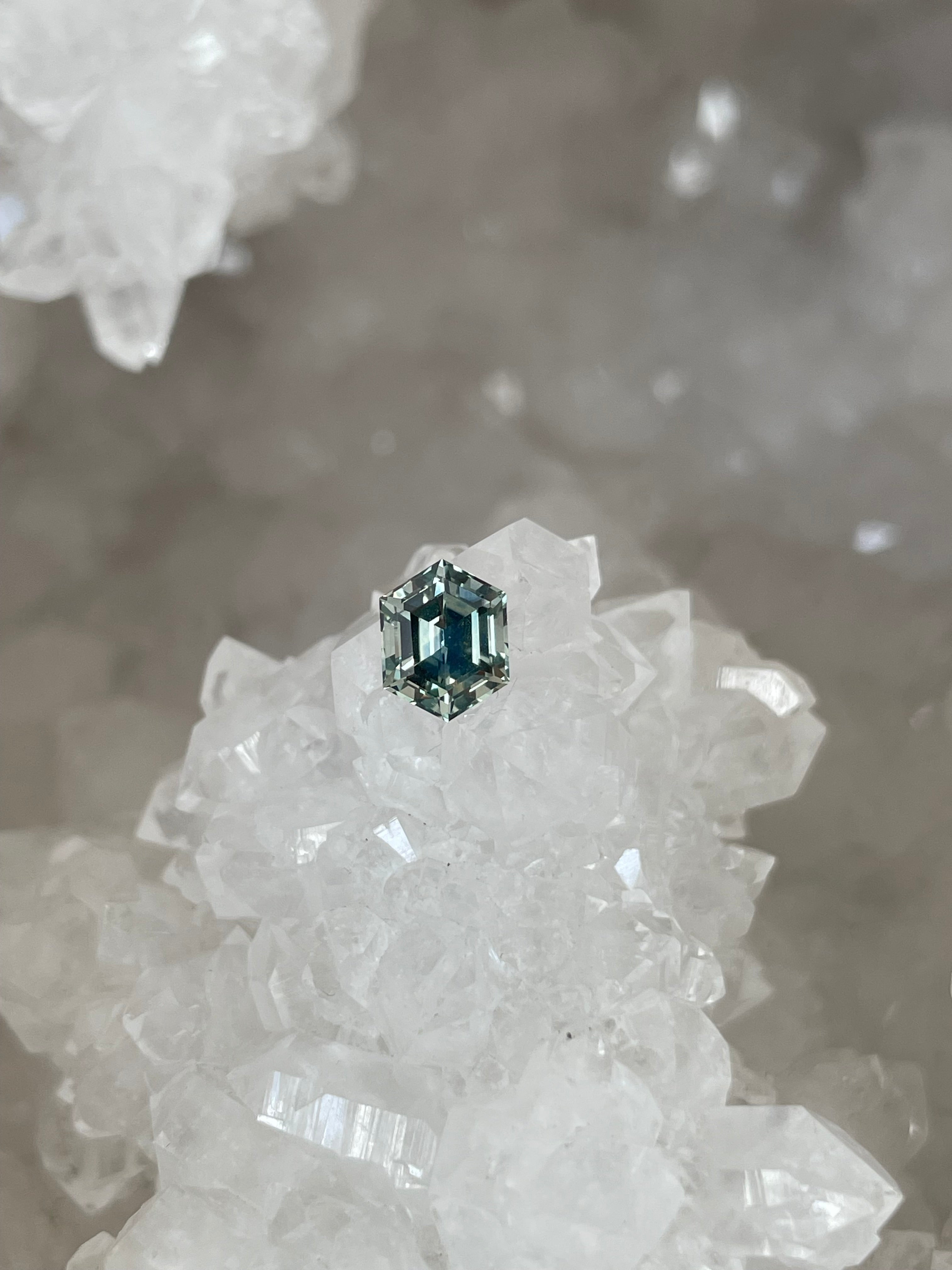 Montana Sapphire 1.08 CT Light Blue Green Stretched Hexagon Cut