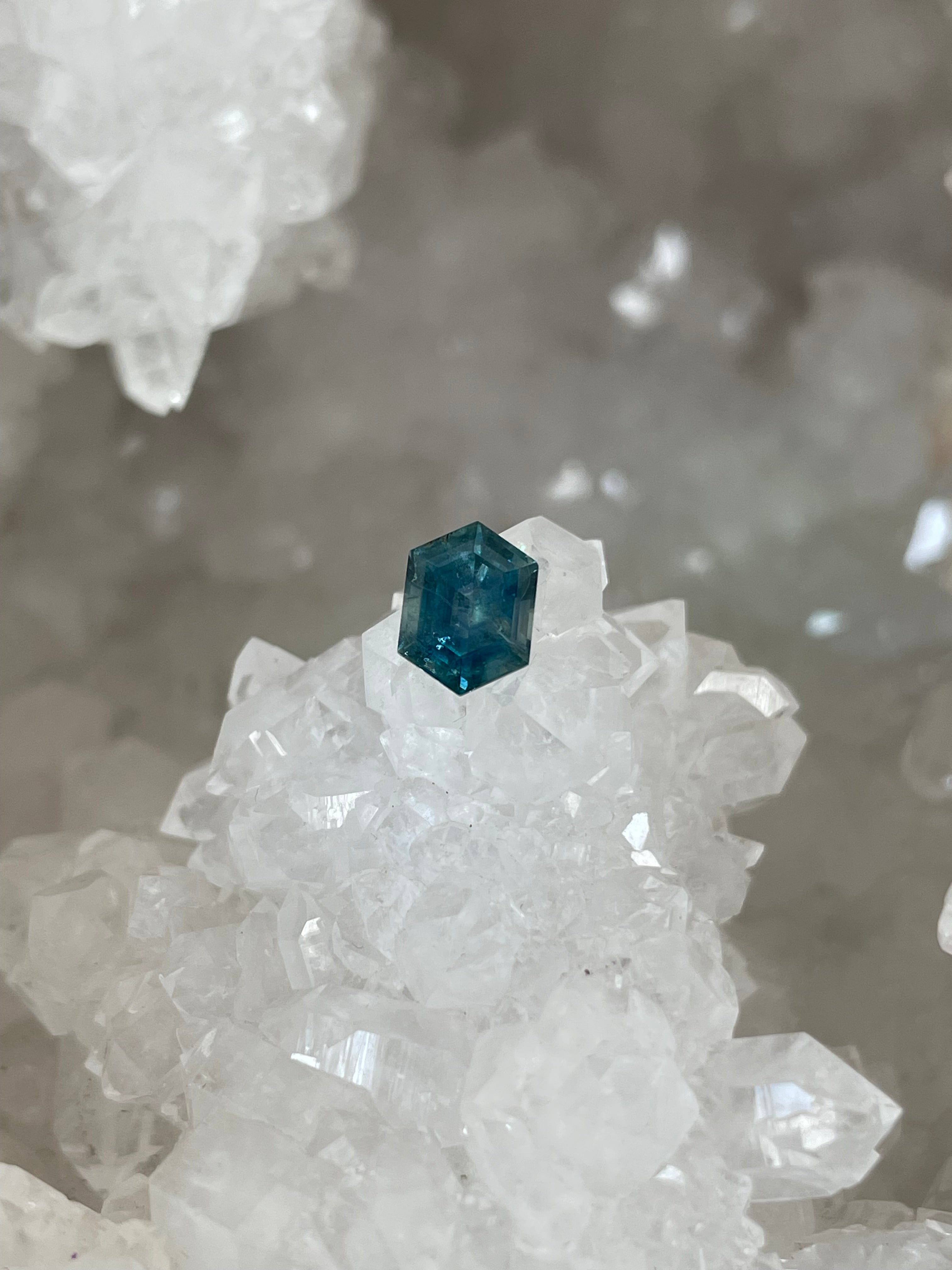 Montana Sapphire 1.58 CT Stormy Blue Green Stretched Hexagon Cut