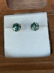Montana Sapphire Earrings - 1.32 CTW Hexagon Cut Blue Green