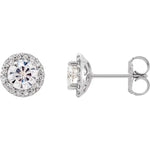 Load image into Gallery viewer, Halo Earrings - Moissanite with Natural Diamond Accent in 14K Gold
