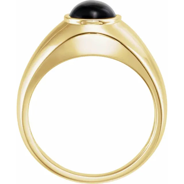 Masculine 14K Gold Ring with Natural Black Onyx