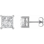 Load image into Gallery viewer, Princess Cut Lab Grown Moissanite Stud Earrings in 14K White Gold
