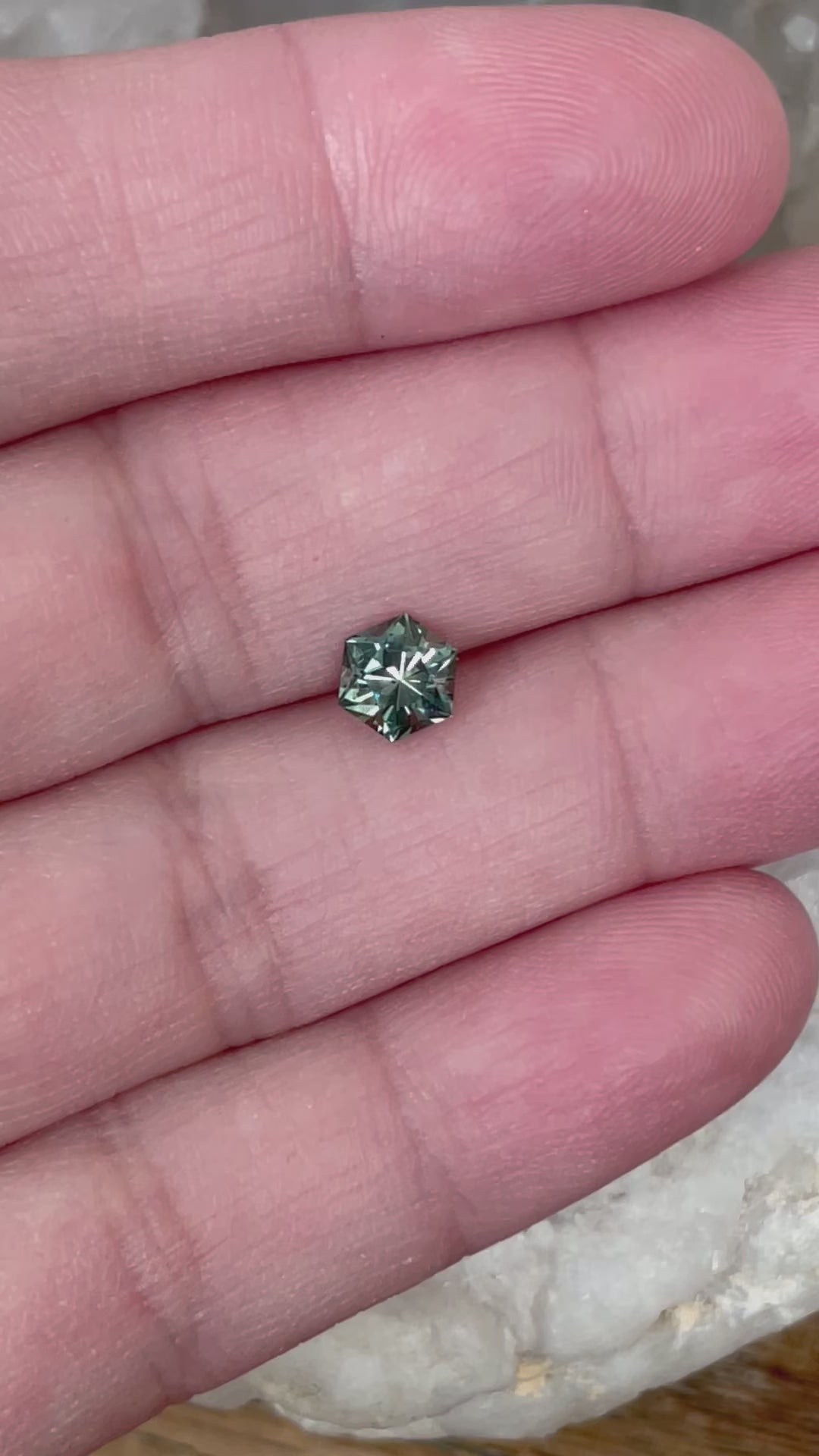Montana Sapphire 1.10 CT Green Blue Hexagon Cut