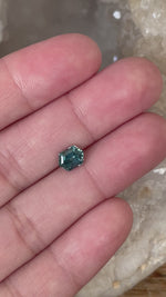 Load and play video in Gallery viewer, Montana Sapphire 1.45 CT Teal Blue Green Stretched Hexagon Cut
