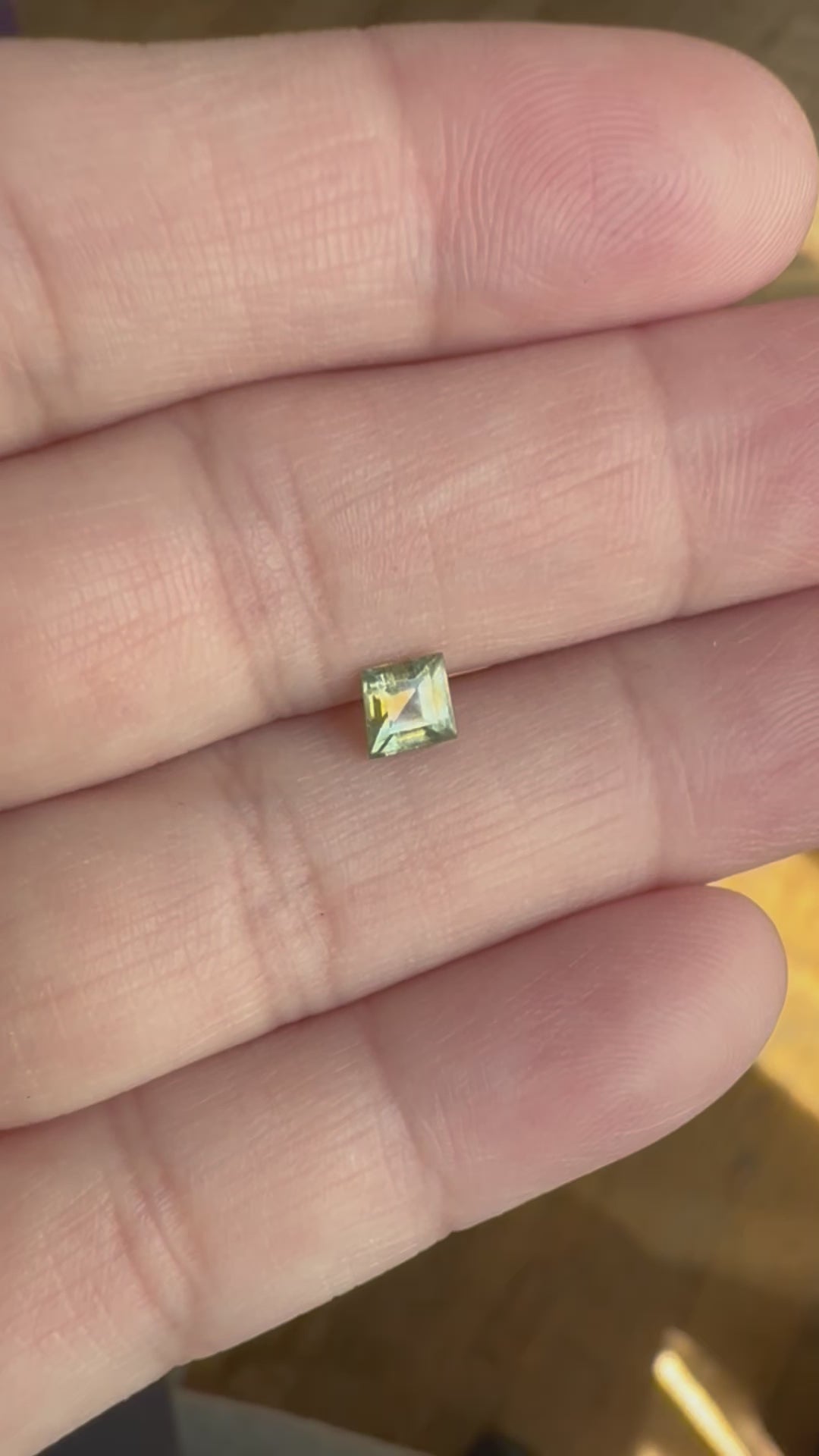 Montana Sapphire .76 Carat Green and Gold Chonky Kite Cut