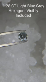 Load and play video in Gallery viewer, Montana Sapphire 1.28 CT Very Light Gray Blue Green Brilliant Hexagon Cut
