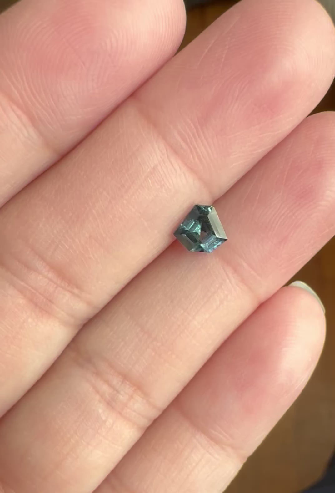 Montana Sapphire .99 Carat Deep Gray Teal Shield Cut